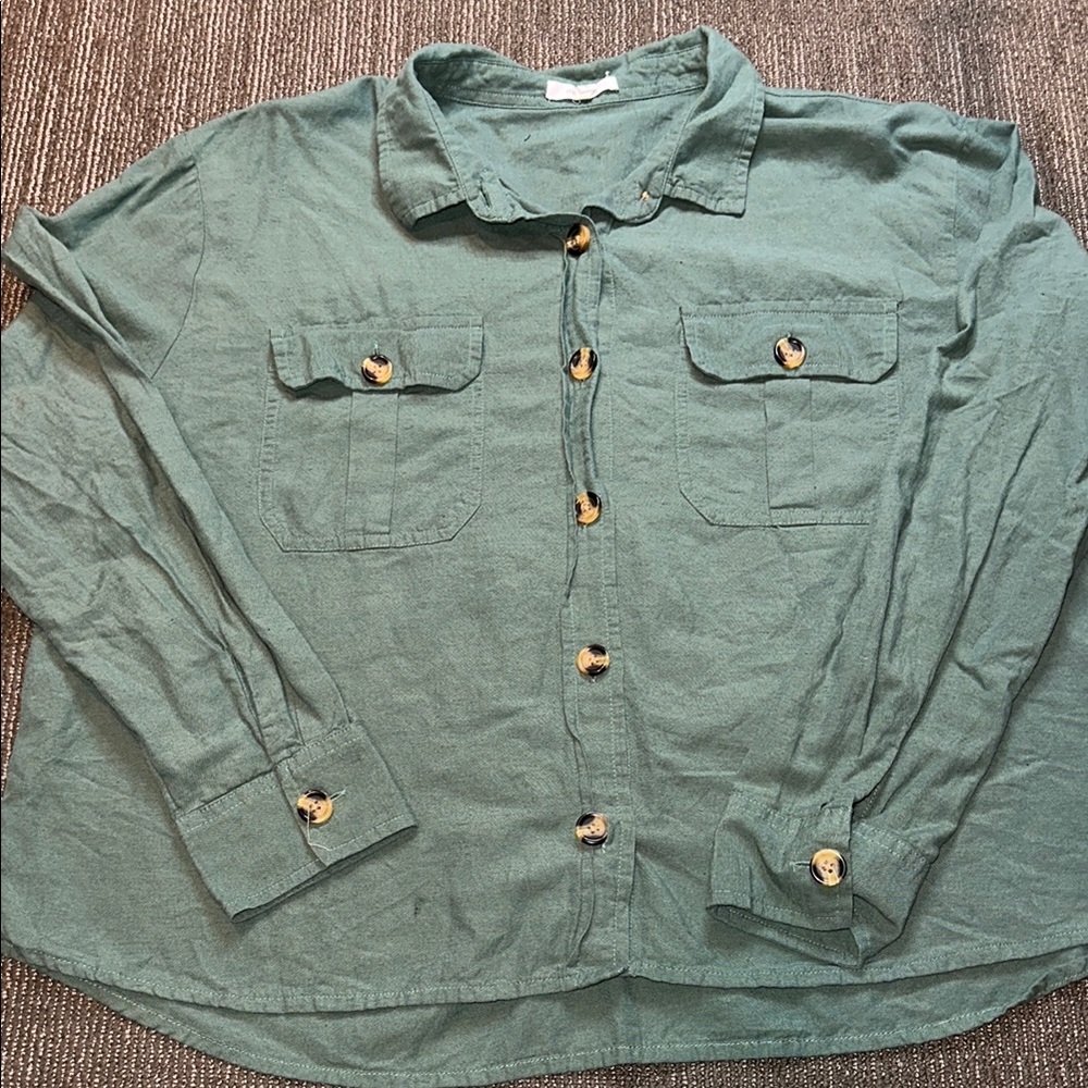 Maurices Green Button Down Shirt